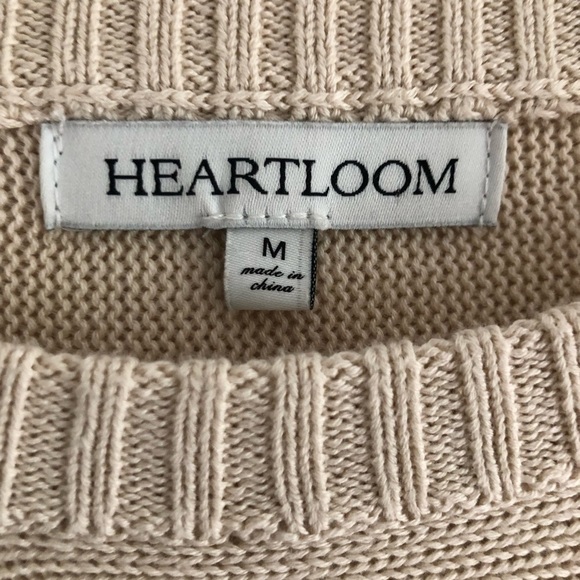 Heartloom Knit Neutral Beige Sweater Long Sleeve With Lace Up Cuffs Medium - Picture 5 of 10